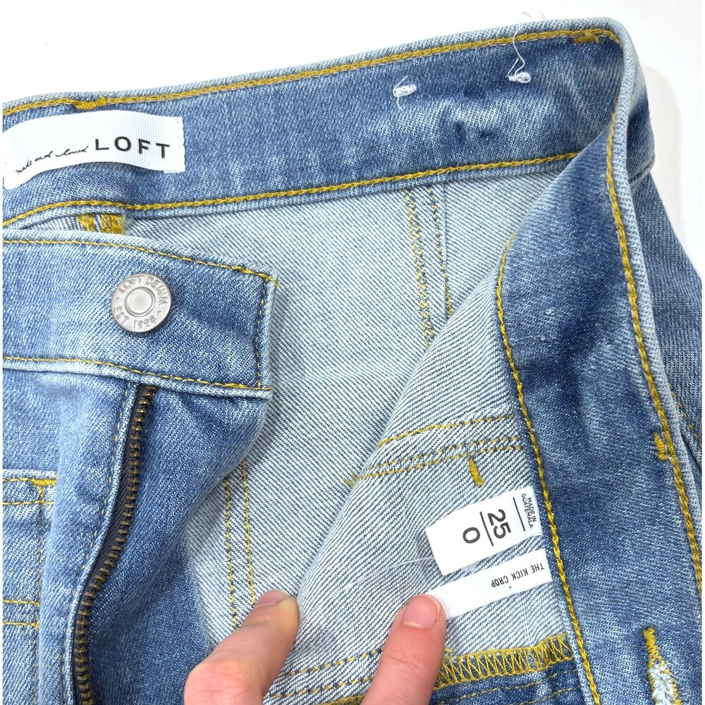 Loft Patch Pocket Kick Crop Jeans High Rise Light Wash - Size 0/25 - Picture 3 of 6
